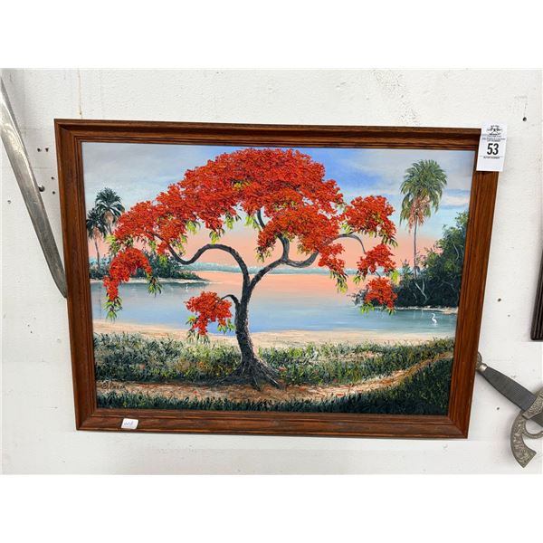 Framed Oil On Board Colorful Sea Scape - 20"  X  24"