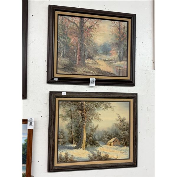 Oil On Canvas Forest Scenes - Artist Signed - 2