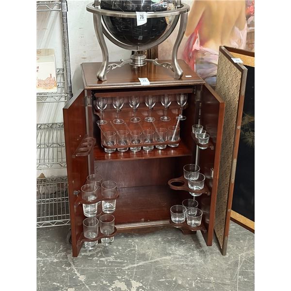 Mahogany Bar Cabinet w/Glassware