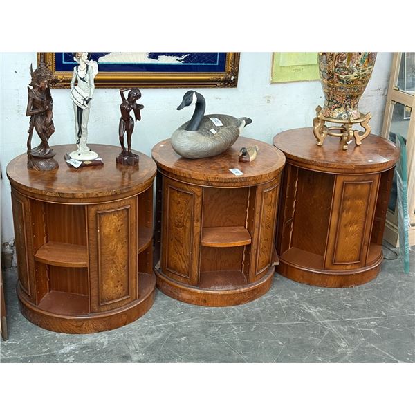 Burl Round End Tables Set - 3