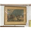 Image 1 : Framed Mountain Cabin Scene - 20"  X  24"