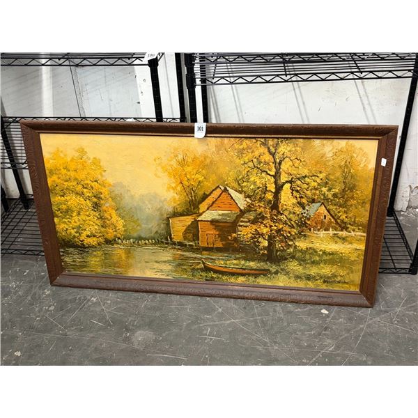 Framed Oil On Board Country Creek Scene  -Signed Roger Woods - 24"  X  30"