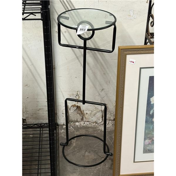 Figural Stickman Shaped Iron w/Glasstop Small Round Table