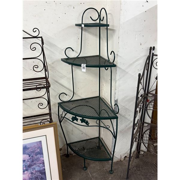 Ornate Green Mesh Corner Bakers Rack