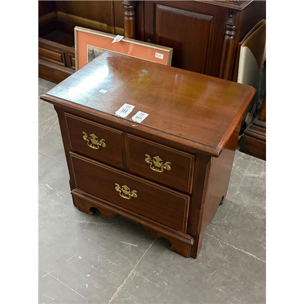 Cherry w/Brass Trim 3 Drawer Nightstand
