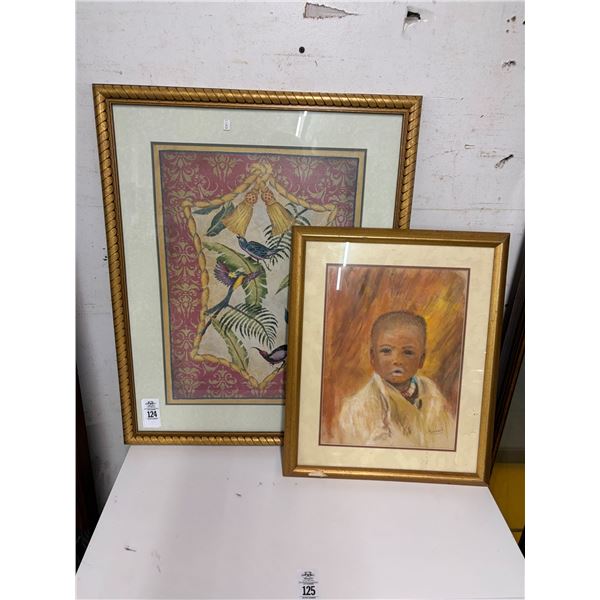 Bird Tapestry Style Framed Wall Art 2 - Some Frame Damage