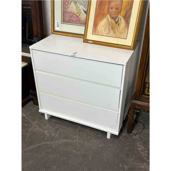 White Laquer 3 Drawer Chest