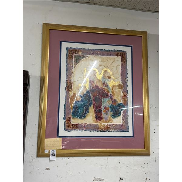 Framed Art on Papyrus Paper Angelic Musicians - Artist Signed - 30"  X  40"