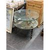 Image 1 : Vintage Ornate Cast Leg Round 2 Tier Table w/Mirrored Base