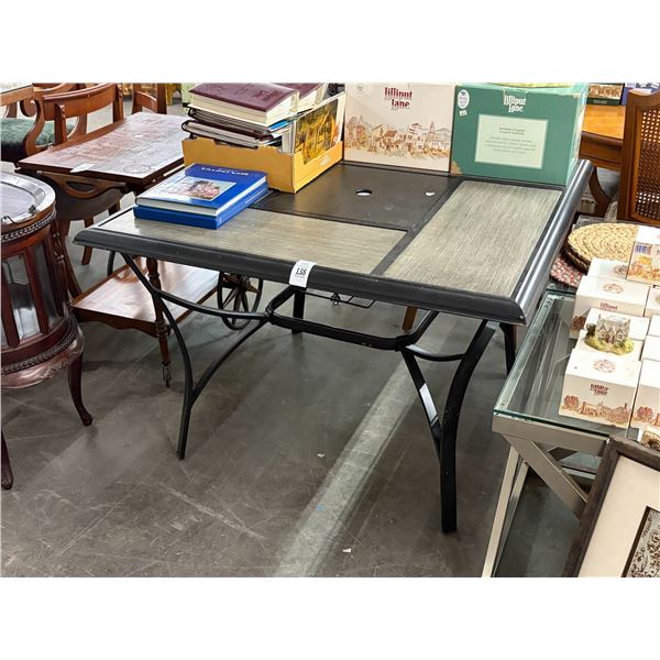 Black/Metal Tile Inlay Square Patio Dining Table