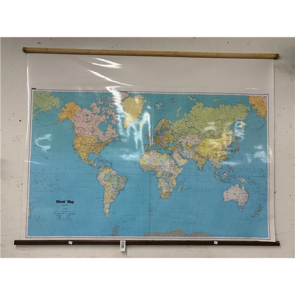 Roll Down World Map - Approx. 5'  X  6'