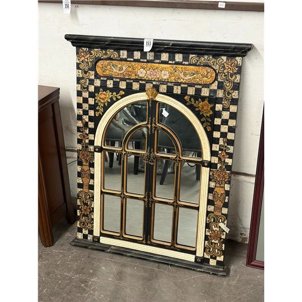 Ornately Carved Bird Motif Swing Door Mirror - 30"  X  40"  - No Shipping