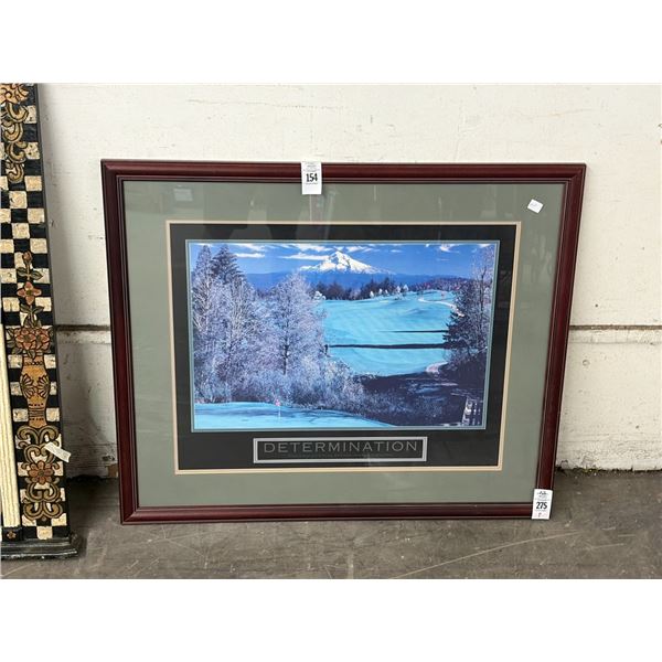 Framed Gold Course Scene w/Mountain Back Drop Determination - 24"  X  30"