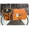 Image 1 : Wooden Jewelry Box w/Some Pins, Bracelet, Ice Bucket