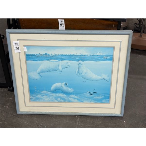 Framed Manatees Swimming Near Don Caesar Wall Art - 24"  X  30"