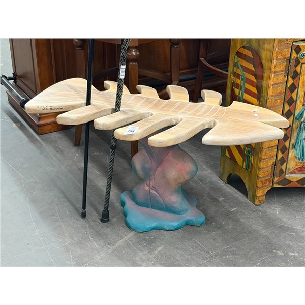 Carved Wooden Hall Table Bone Fish - Signed Gills Thompson