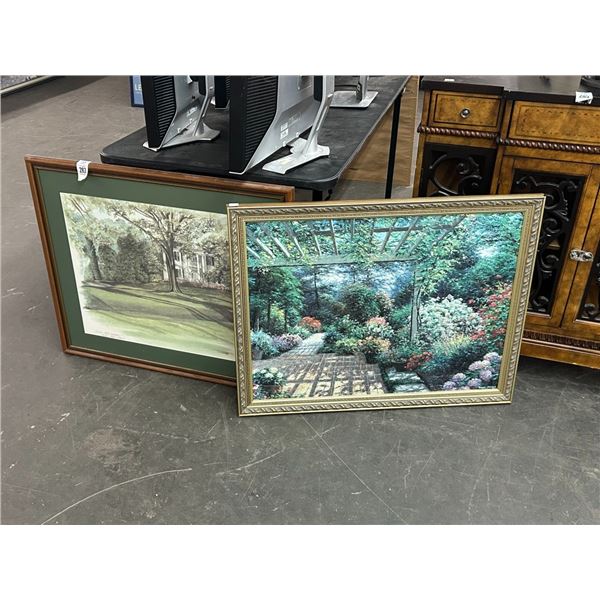 Framed Garden Scene Wall Art - Approx. 20"  X  30"