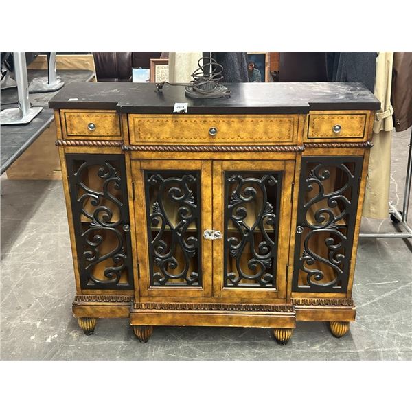 Ornate Carved Door Hall Cabinet