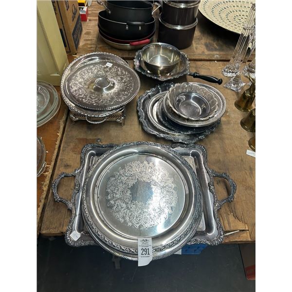 Large Lot Asst. Silverplate Serving Platters, Bowls