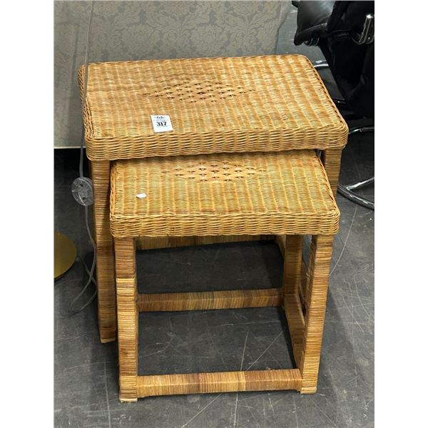 Wicker Nesting Tables Set - 2