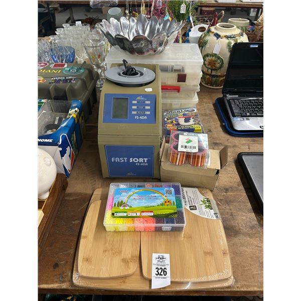 Fast Sort Change Counter, Cut Board Set, Organizer Bins, Wall Hooks, Bowl