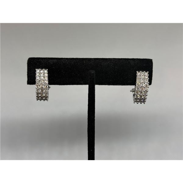 14K  WG  Diamond Earrings w/54 Round Cut Diamonds 5.7G - Replacement Value - $3,550.00