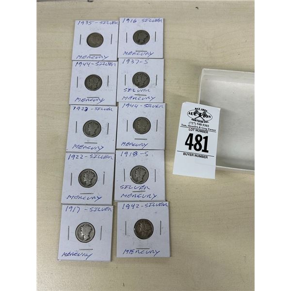Old Silver Collector Dimes - 10