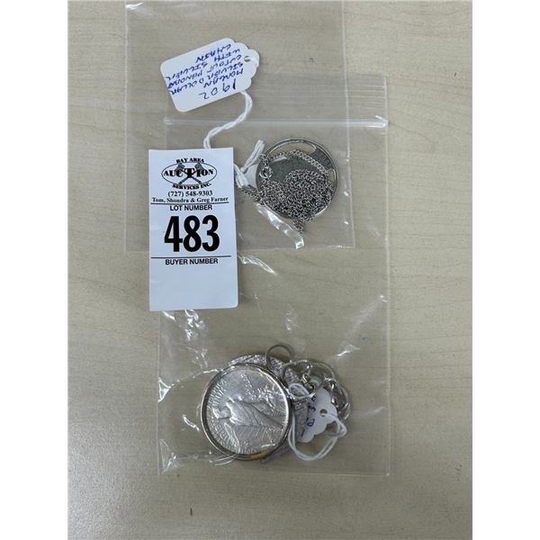 Morgan 1902 Silver Dollar, Cut Out Pendant w/Silver Chain, 1923 Silver Peace Dollar w/Silver Chain