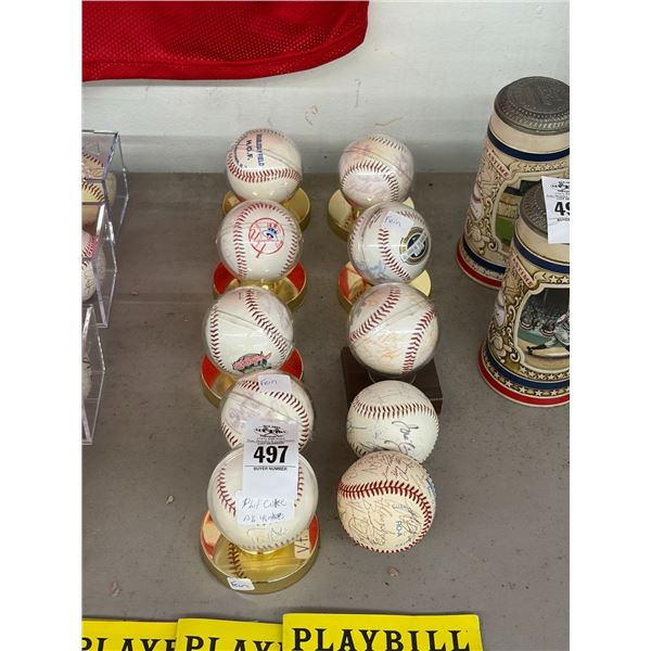 10-Asst. Autographed/Team Autographed Baseball - 10 X $