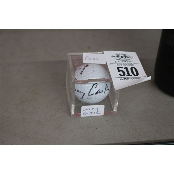 Jimmy Carter Autographed Golf Ball In Showcase