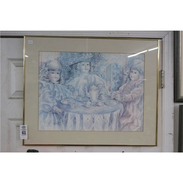 Framed Wall Art Girls Artist Signed - 20"  X  24"