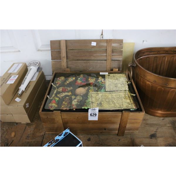 Wooden Crate w/Christmas Ornaments