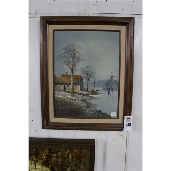 Framed Oil On Canvas Swiss Sea Scape Wonderful Parents  - Parents Tribute