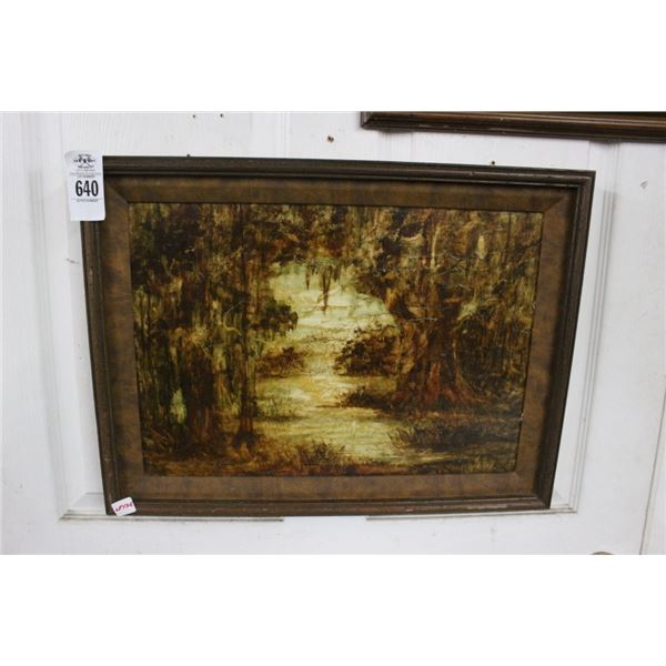 Framed Oil On Board Forest Scene - 18"  X  20"