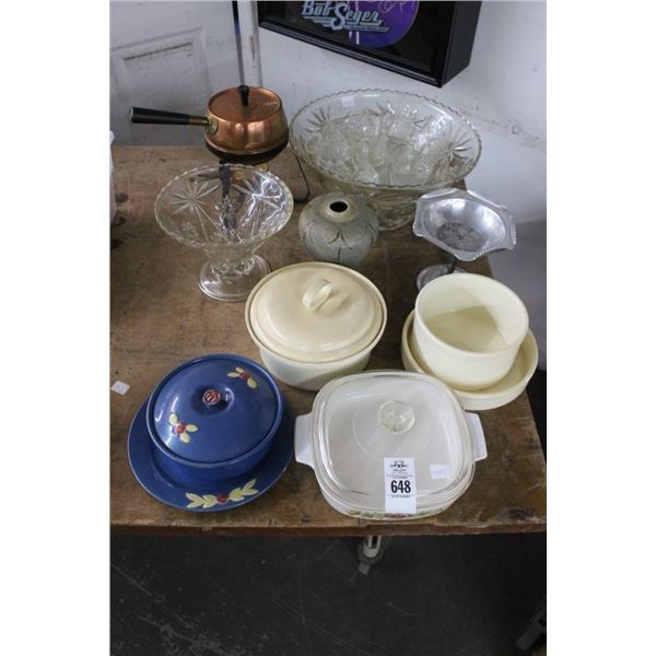 Corningware, Bakeware, Punch Bowl, Vase, Copper Fondue Pot