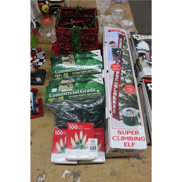 Climbing Elf String Lights, Christmas Basket Décor