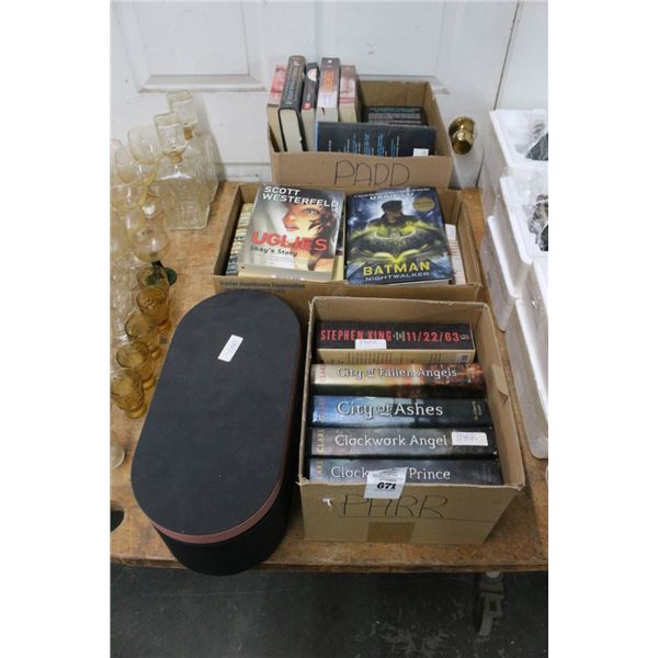 Lot Hard Back Books, Oval Storage Box