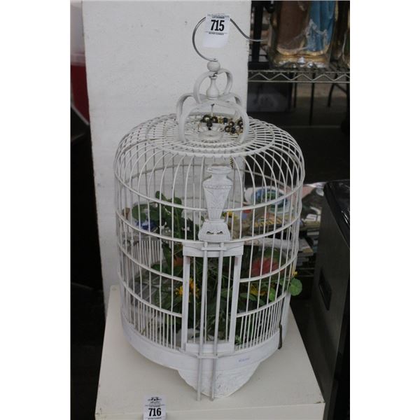 Ornate Decorator Bird Cage w/Bird/Décor