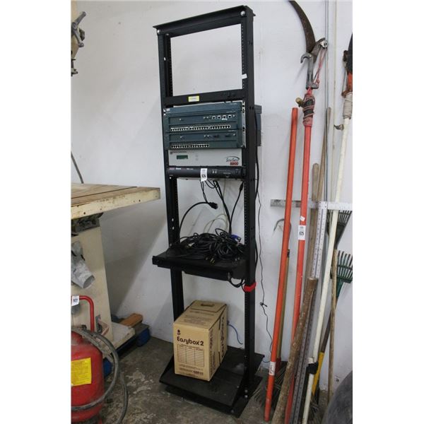 Server Rack w/Sysco Routers, Catalysts, Server Switch, 8 Port Splitter, Easy Box Cable