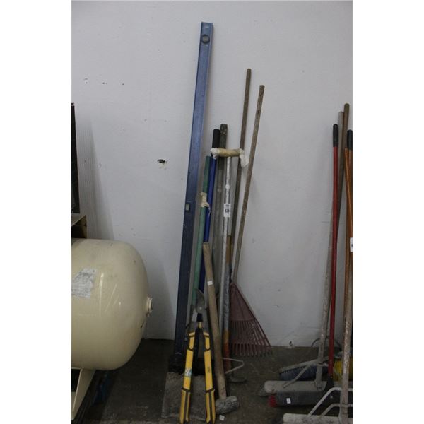 6' Level, Loppers, Scraper, Shovel, Sledge, Tools