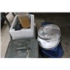 Image 3 : Paint Brushes, Vintage Oldsmobile Hubcaps, Hardware in Cooler