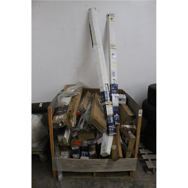 Pallet of Window Blinds, Curtain Rods, Home Goods