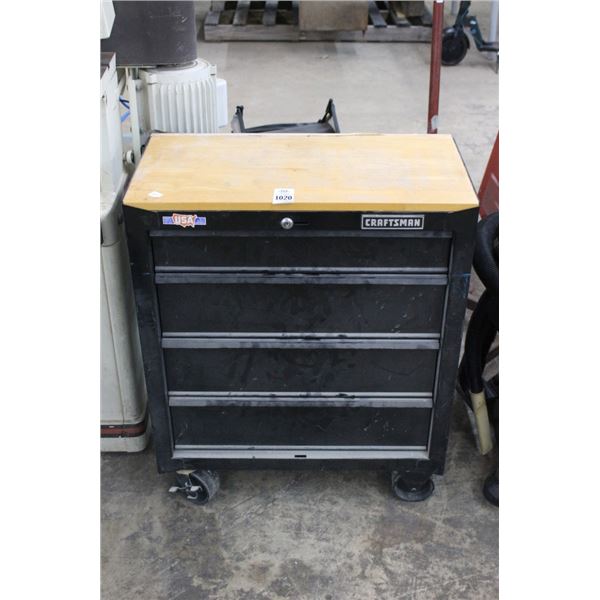 Craftsman Oak Top Black 4 Drawer Tool Cart
