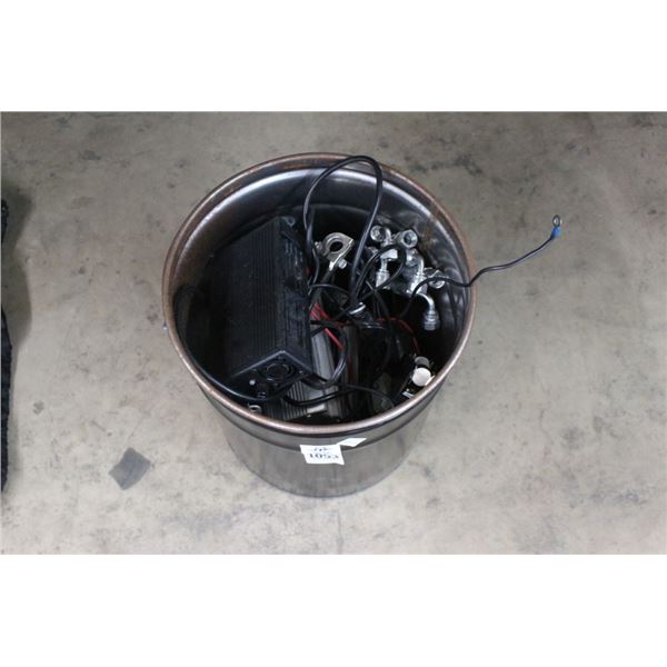 Bucket w/Electronics, Hose Fittings