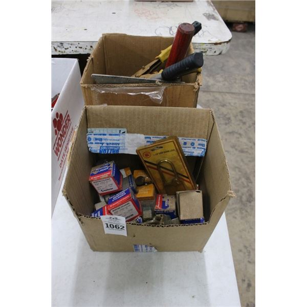 Mortis Cylinders, Pad Locks, Hand Tools - 2 Boxes