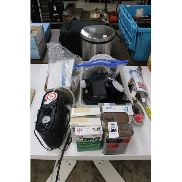 Air Inflator, Small Waste Can, Soap Dispenser, Smoke Detector, Lighting, Cleaning Products