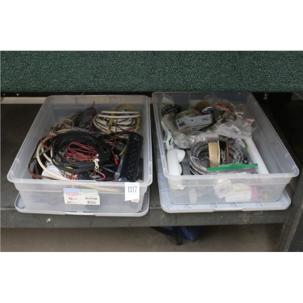 Plumbing/Electric Hardware in 2 Lidded  Bins