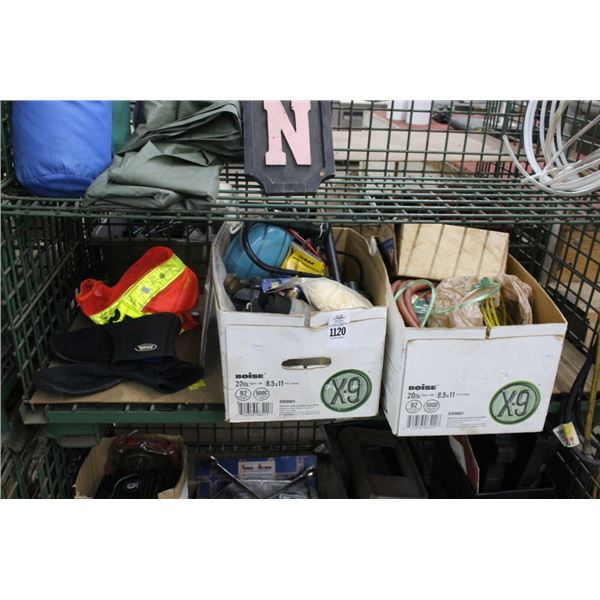 Dive Boots, Safety Vest,  2 Boxes w/Hose/Asst Hardware