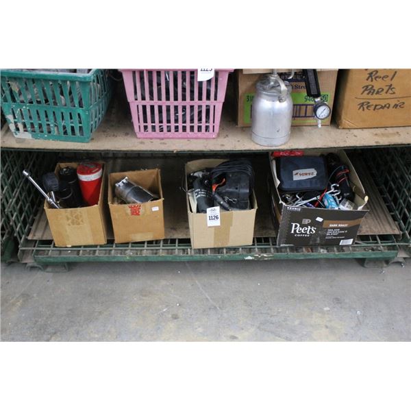 Boxes  4  w/Bungees,  Air Gauges,  Asst. Hardware