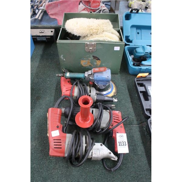 Milwaukee Power Shear, Screw Gun,  Electric Drill,  DA  Sander  w/Box/Pads